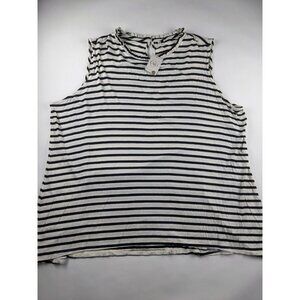 CATO Black & Cream Striped Tank Top Women's 26/28W NWT